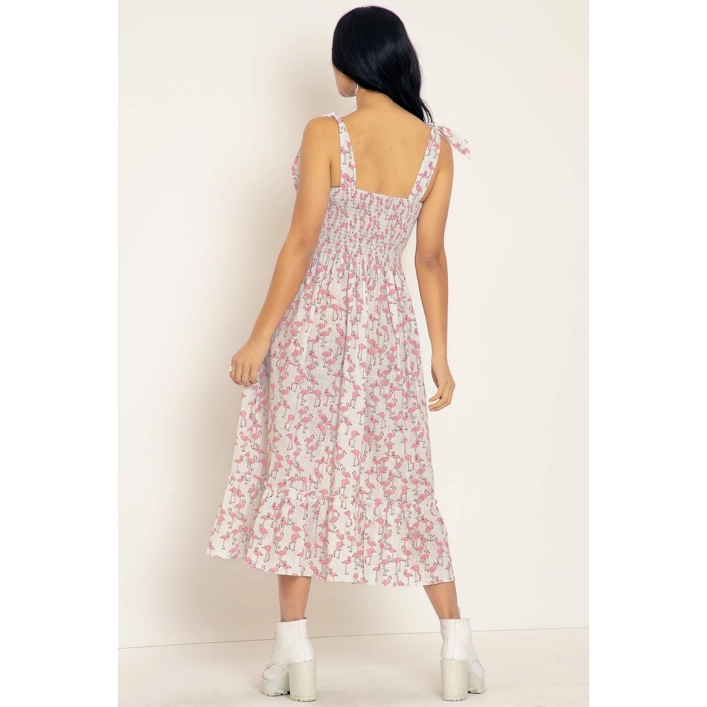 Blackmilk White Midi Dress with Pink Floral Print - Picture 4 of 10